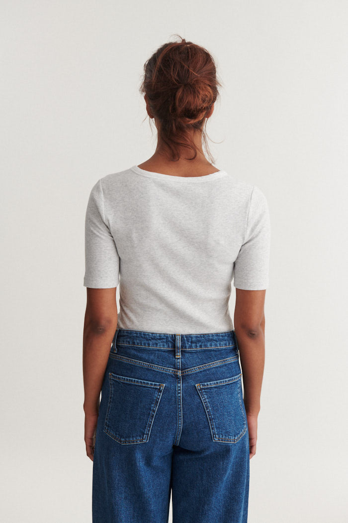 Ludmilla SS Granddad, Light Grey Mel., Basic Apparel