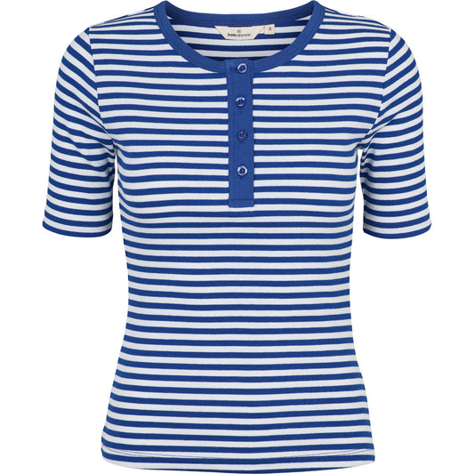 Ludmilla SS Stripe Granddad, Sodalite Blue/Whisper White, Basic Apparel