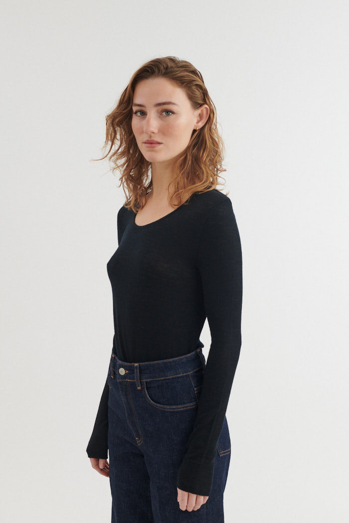 Rinja LS Tee, Black, Basic Apparel