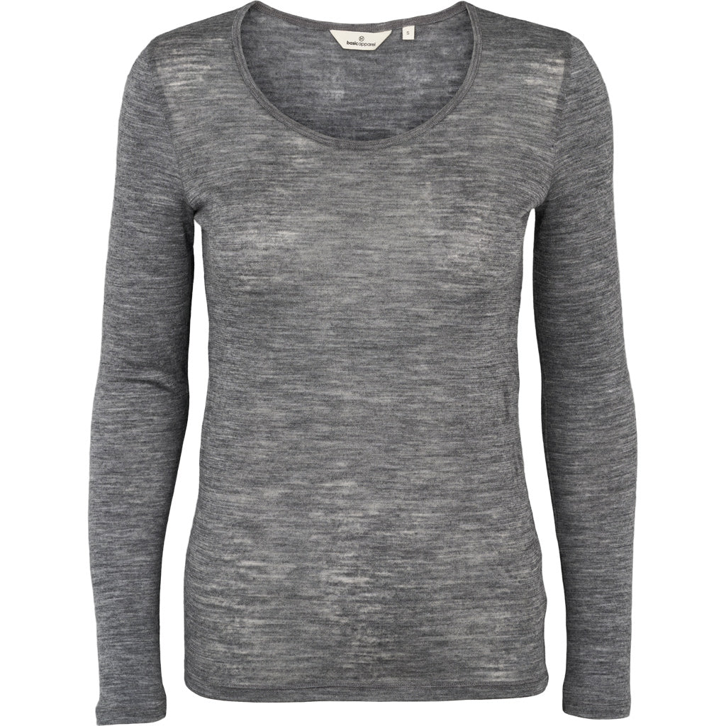 Rinja LS Tee, Grey Melange, Basic Apparel