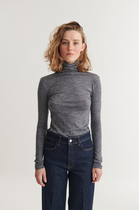 Rinja T-Neck, Grey Melange, Basic Apparel