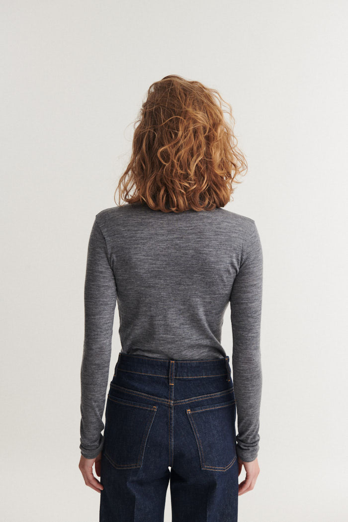 Rinja T-Neck, Grey Melange, Basic Apparel