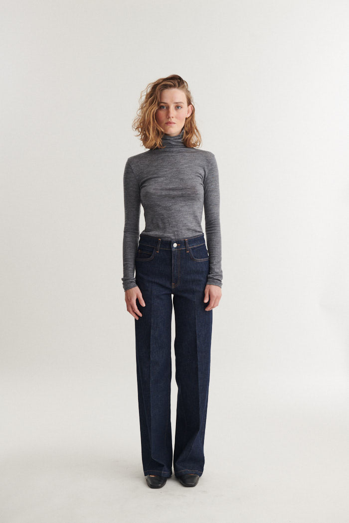 Rinja T-Neck, Grey Melange, Basic Apparel