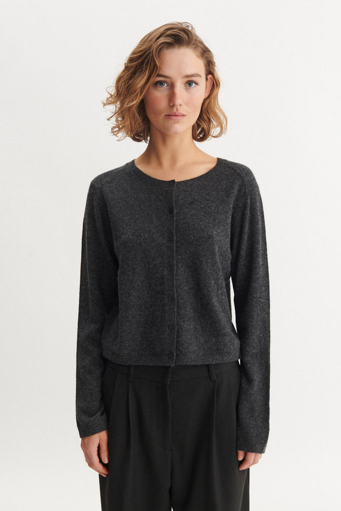 Selem Cardigan, Dark Grey Melange, Basic Apparel