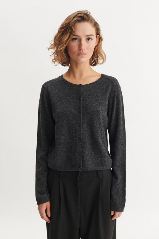 Selem Cardigan, Dark Grey Melange, Basic Apparel