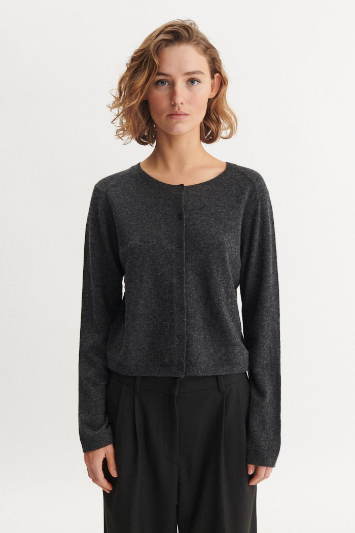 Selem Cardigan, Dark Grey Melange, Basic Apparel