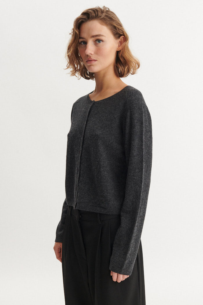 Selem Cardigan, Dark Grey Melange, Basic Apparel