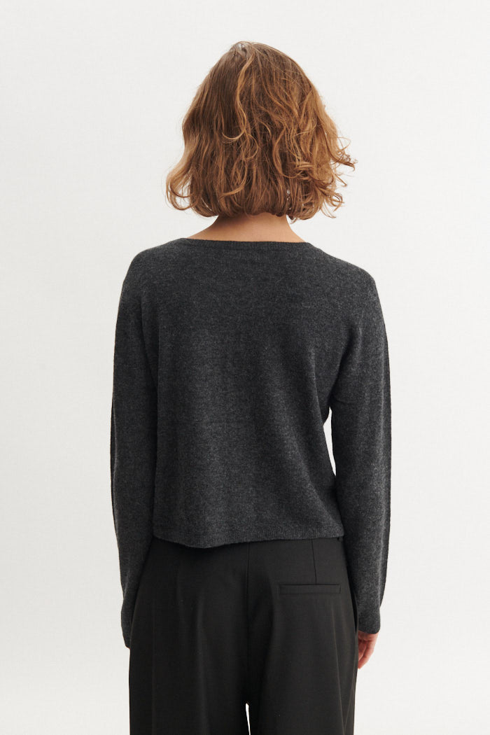 Selem Cardigan, Dark Grey Melange, Basic Apparel
