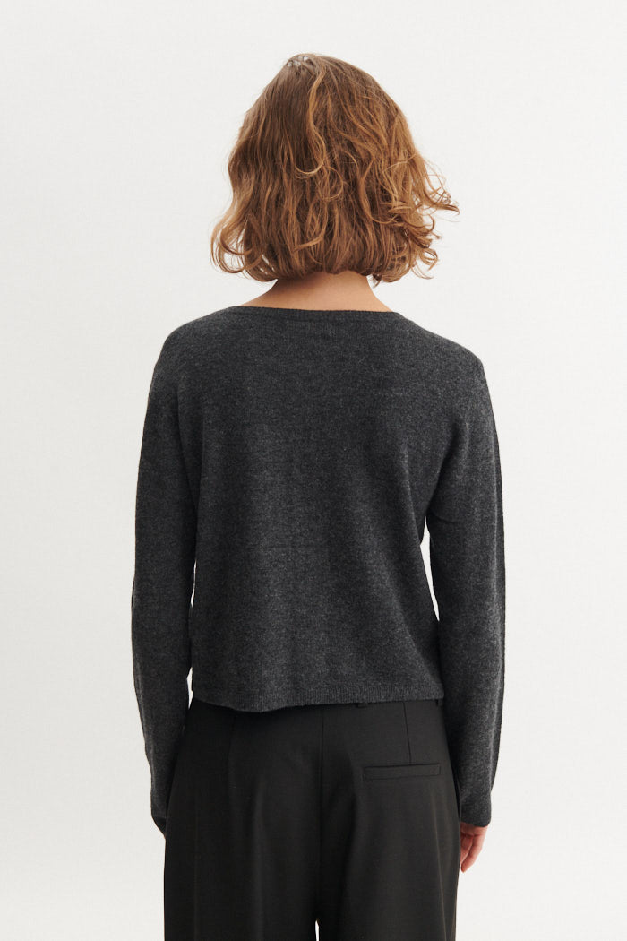 Selem Cardigan, Dark Grey Melange, Basic Apparel