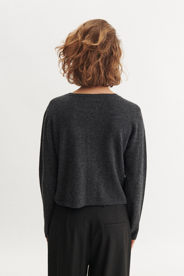 Selem Cardigan, Dark Grey Melange, Basic Apparel