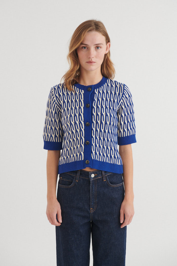 Minie Cardigan, Sodalite Blue/Whisper White, Basic Apparel