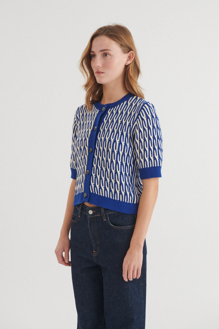 Minie Cardigan, Sodalite Blue/Whisper White, Basic Apparel