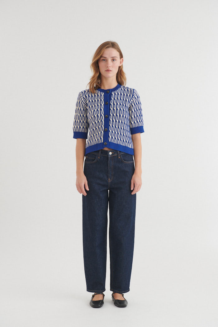 Minie Cardigan, Sodalite Blue/Whisper White, Basic Apparel