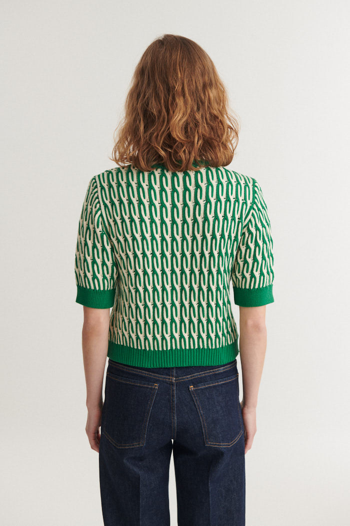 Minie Cardigan, Abundant Green/Whisper White, Basic Apparel