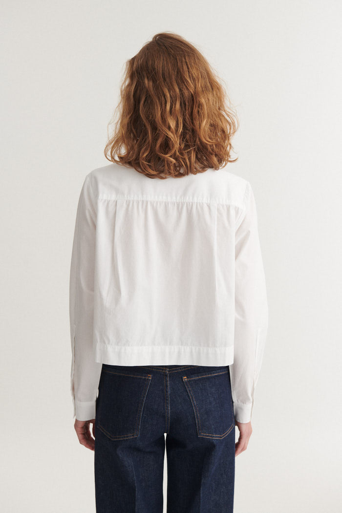 Silje Cropped Shirt, Bright White, Basic Apparel