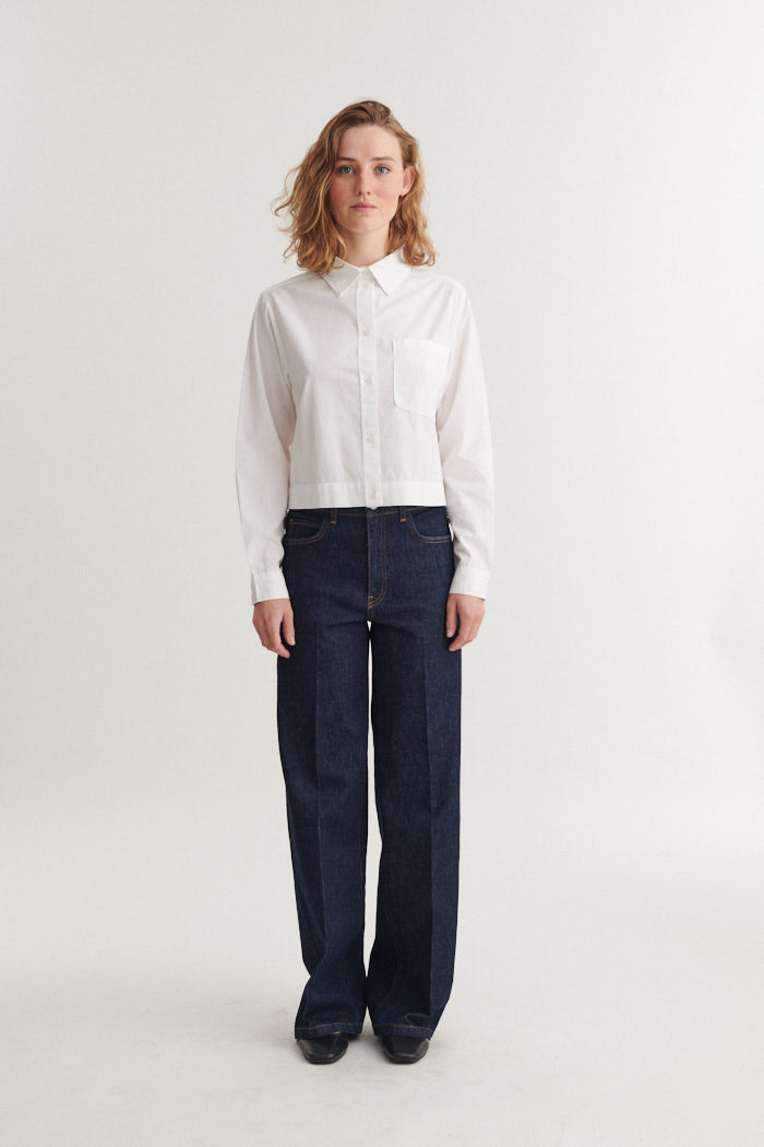Silje Cropped Shirt, Bright White, Basic Apparel