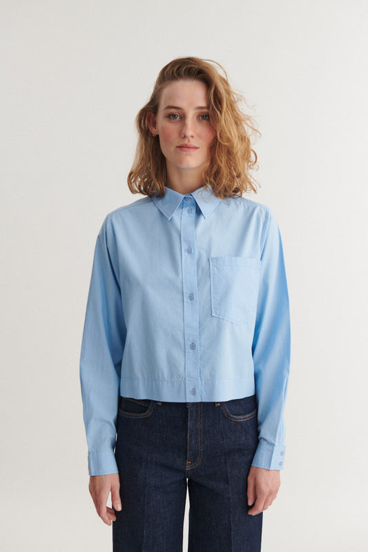 Silje Cropped Shirt, Frozen Fjord, Basic Apparel