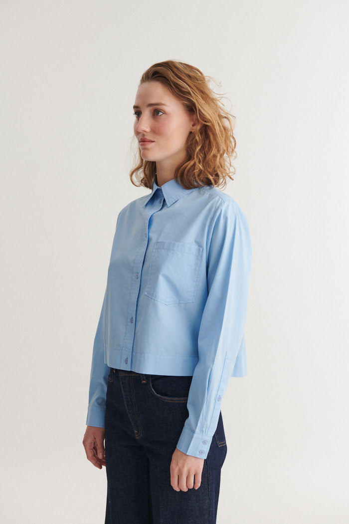 Silje Cropped Shirt, Frozen Fjord, Basic Apparel