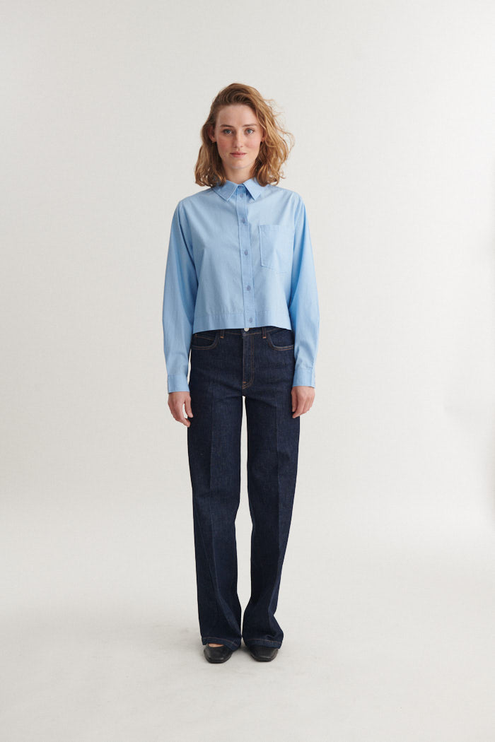 Silje Cropped Shirt, Frozen Fjord, Basic Apparel