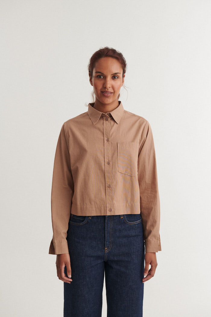 Silje Cropped Shirt, Portobella, Basic Apparel
