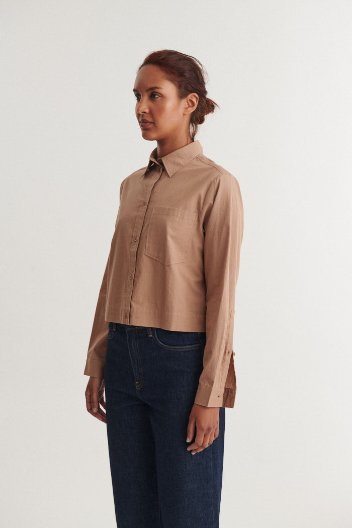 Silje Cropped Shirt, Portobella, Basic Apparel