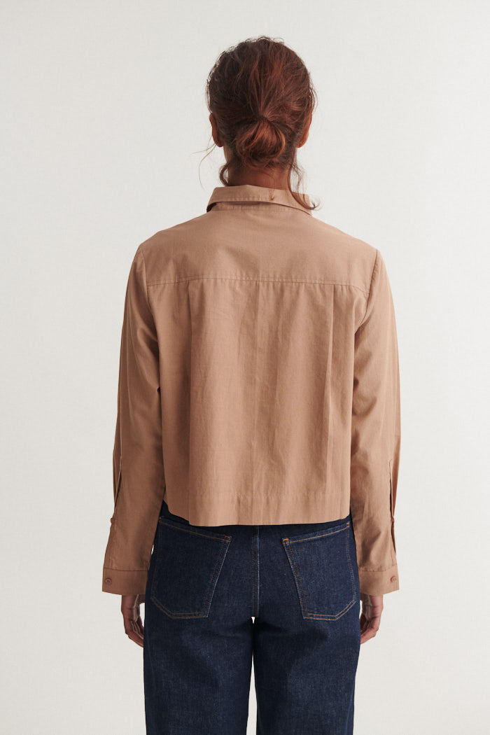Silje Cropped Shirt, Portobella, Basic Apparel