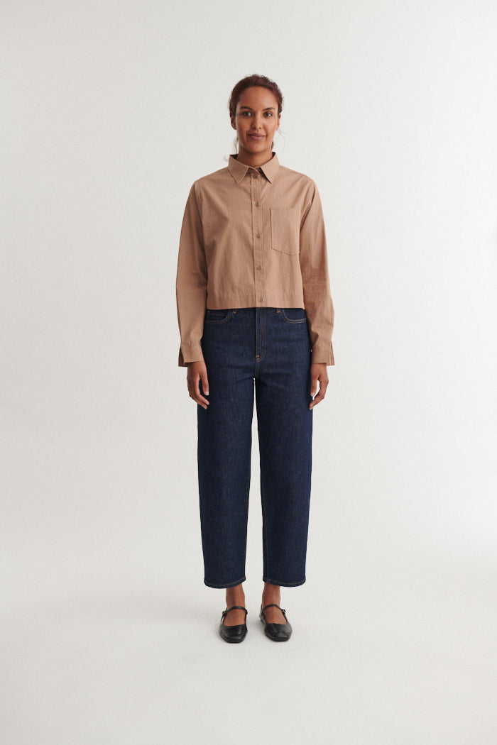 Silje Cropped Shirt, Portobella, Basic Apparel