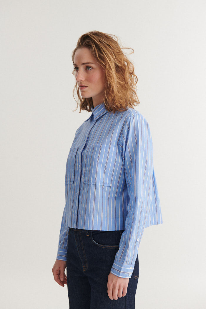 Siba Cropped Shirt, Frozen Fjord Mix, Basic Apparel