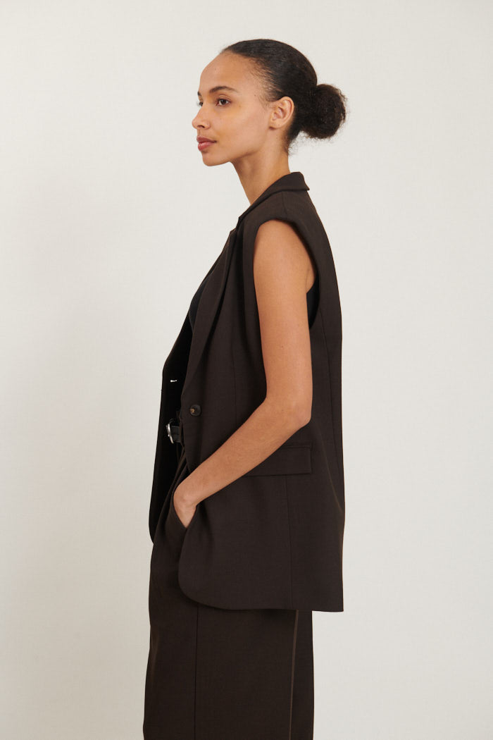 Marjorie Long Vest CHOCOLATE