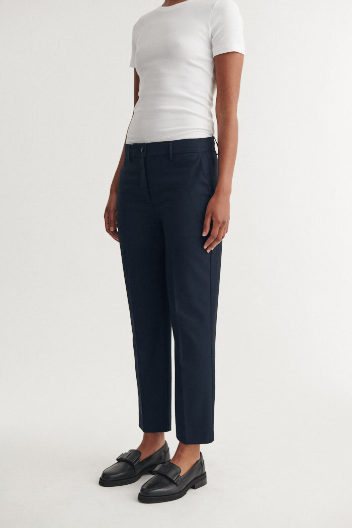 Radi Slim Pants, Navy Melange, Basic Apparel
