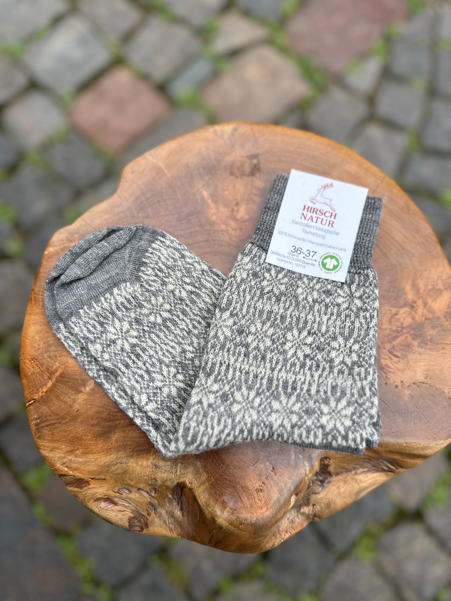 Tynd uldstrømpe (grey/white)