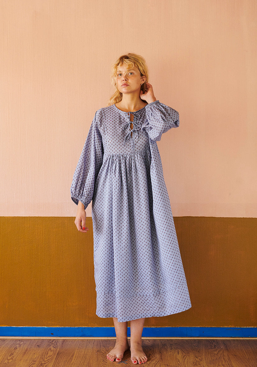 Astrid Bow Dress, Sapphire, Habiba