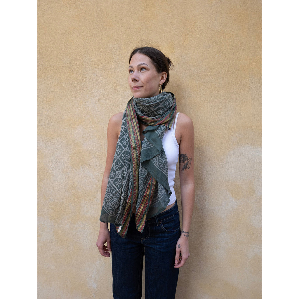 Bagru Scarf, Dusty Green, Craft Sisters