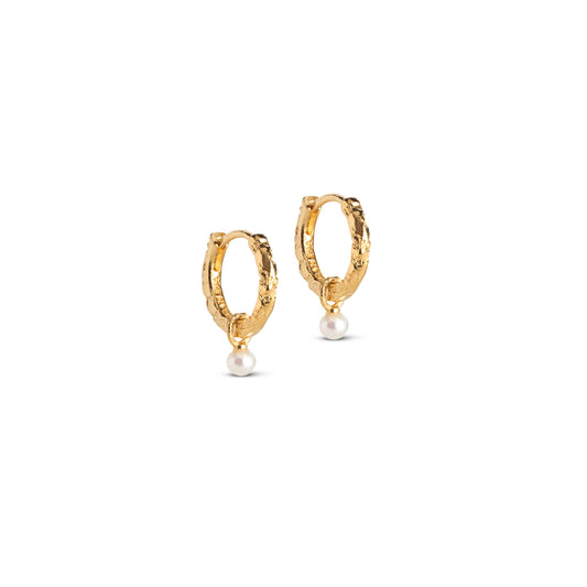 Hoops 'Belle Pearl' gold plated