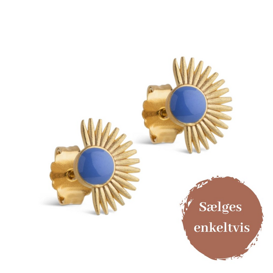 Ørestik 'Soleil', Cornflower, Gold Plated, Enamel
