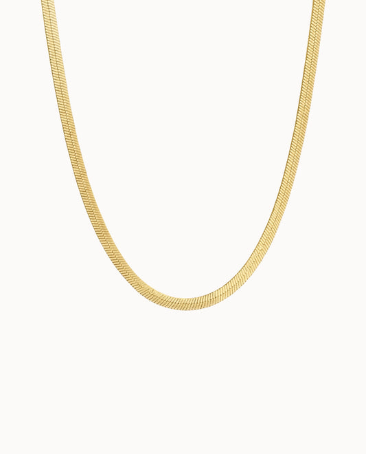 Flat Snake Necklace, Vandfast, Gold Plated, Nava