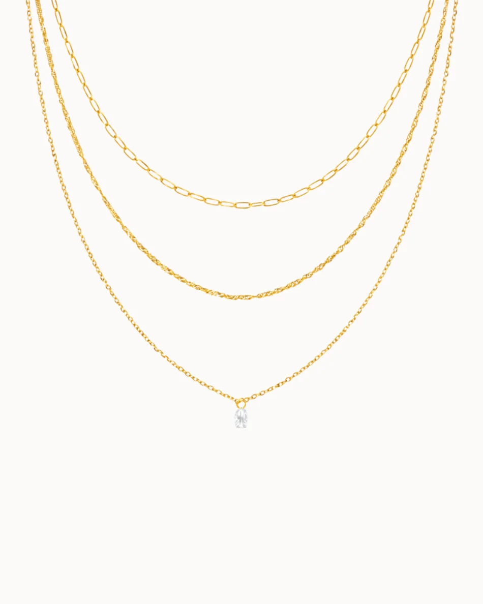 Halo Duo Necklace, Vandfast, Gold Plated, Nava