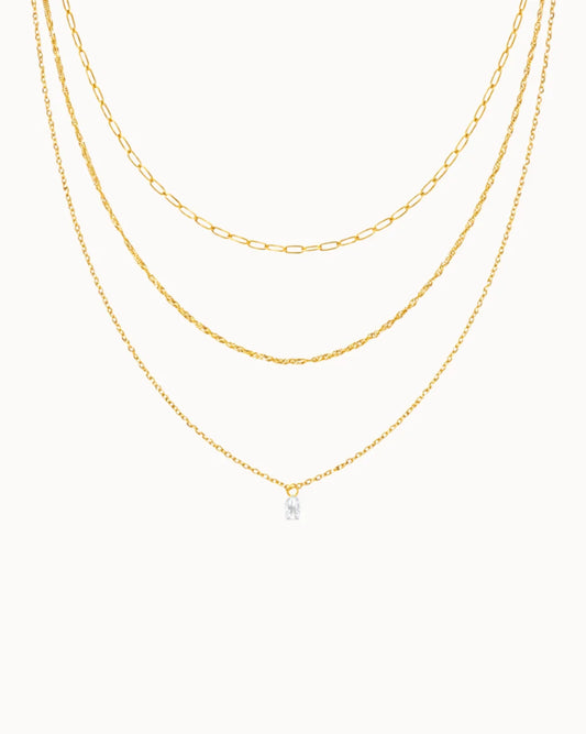 Halo Duo Necklace, Vandfast, Gold Plated, Nava