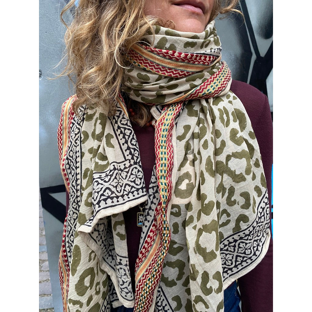 Bagru Scarf, Green Leo, Craft Sisters