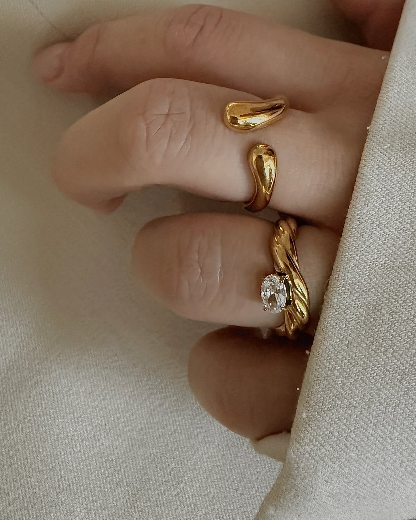 Elios Ring, Vandfast, Gold Plated, Nava