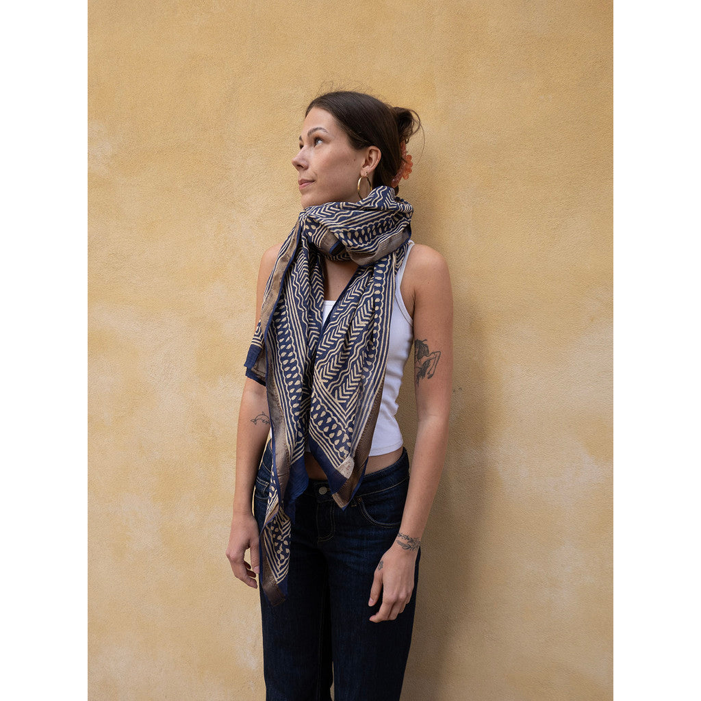 Bagru Scarf, Indigo, Craft Sisters