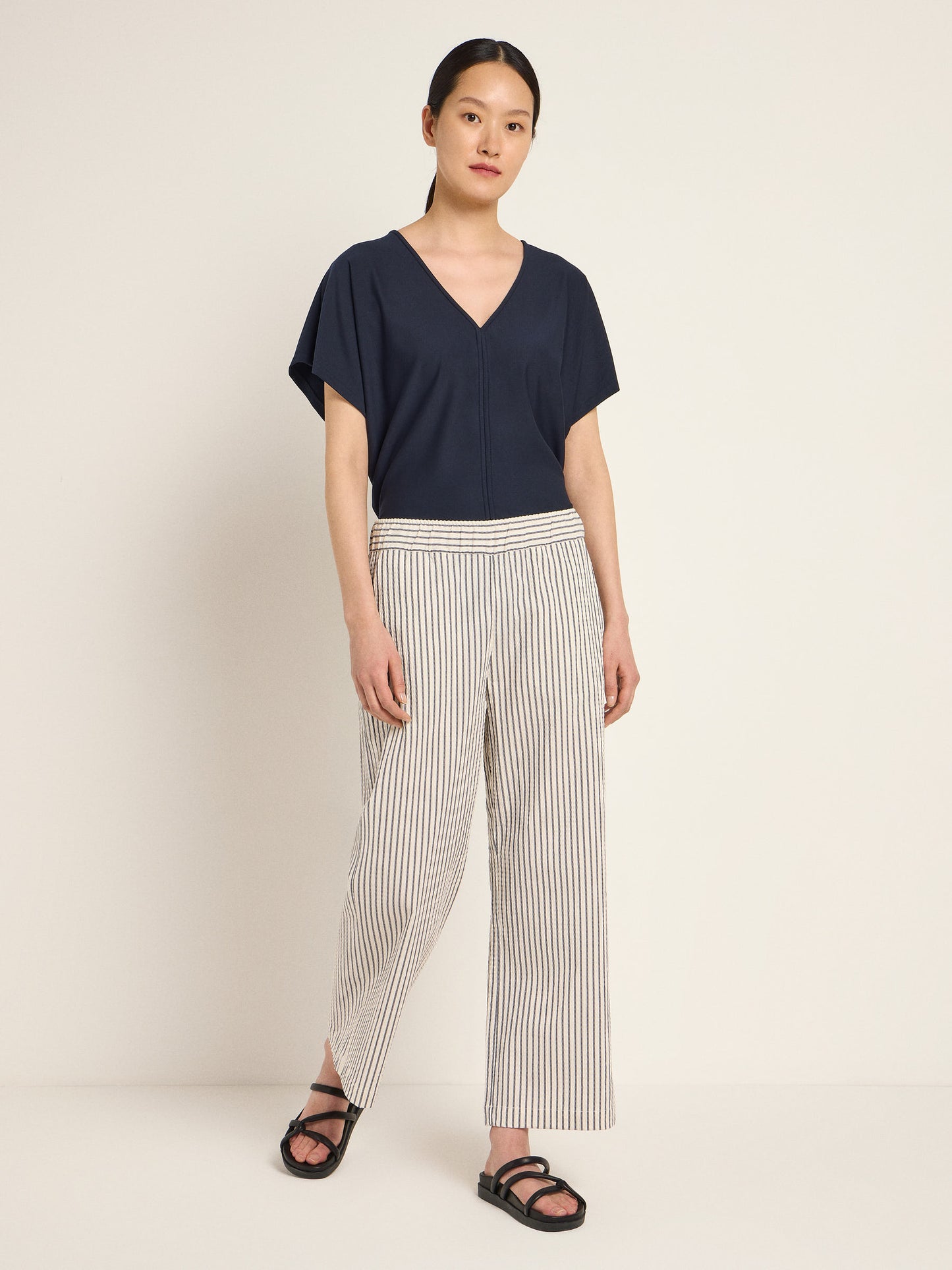 Striped ankle pants (midnight)