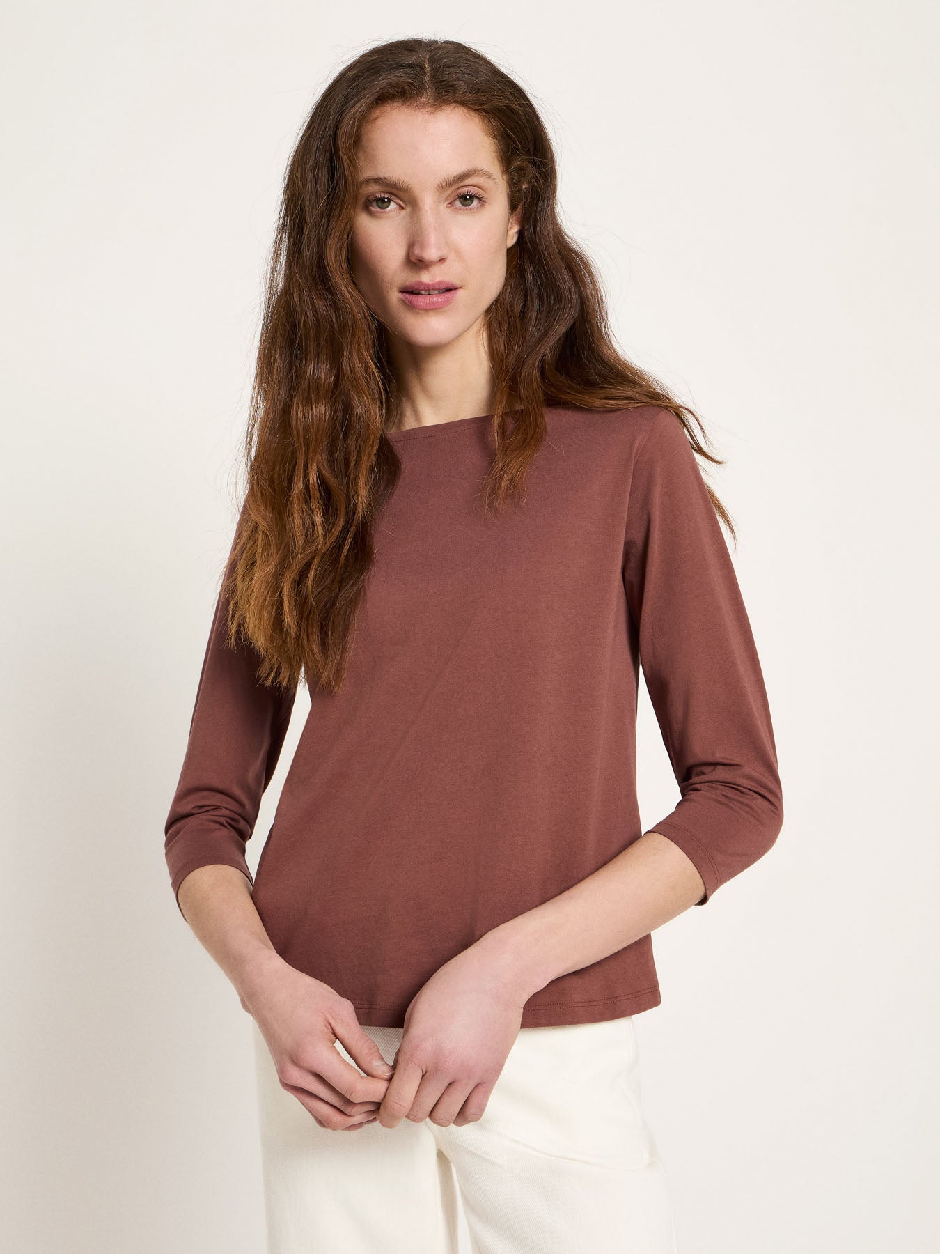 Bluse med 3/4 ærme, Dark Mocca, Lanius
