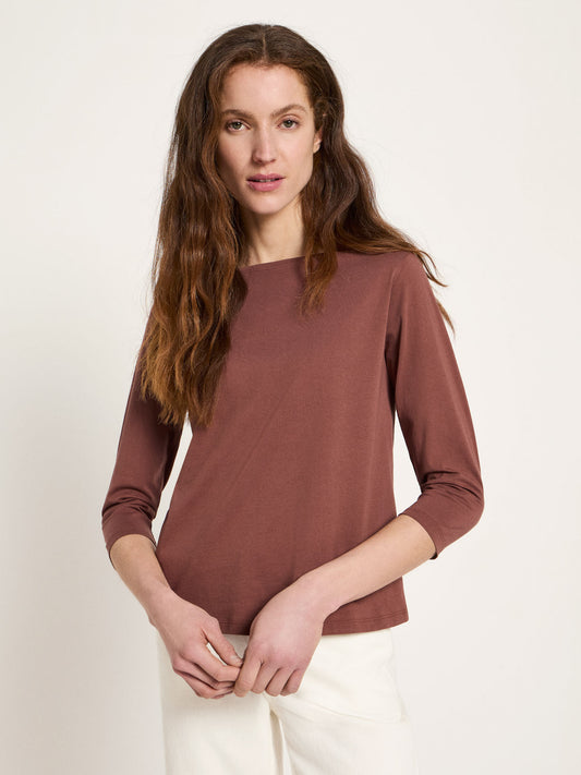 Bluse med 3/4 ærme, Dark Mocca, Lanius