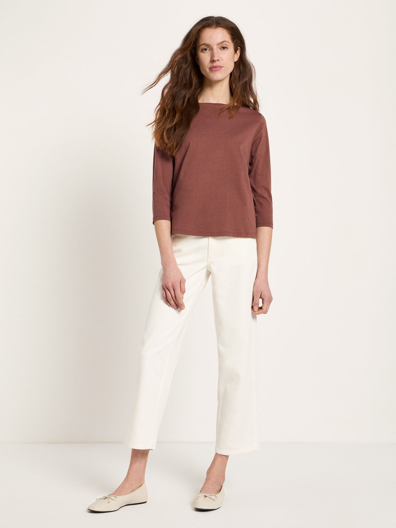 Bluse med 3/4 ærme, Dark Mocca, Lanius