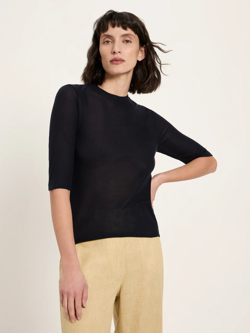 T-shirt i Tencel, Onyx, Lanius