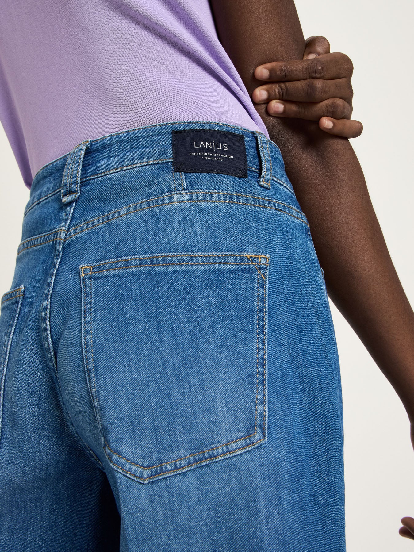 Tapered Jeans, Mid Blue Denim, Lanius