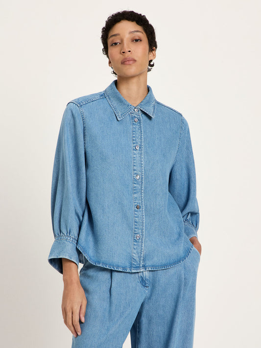 Skjorte, Mid Blue Denim, Lanius