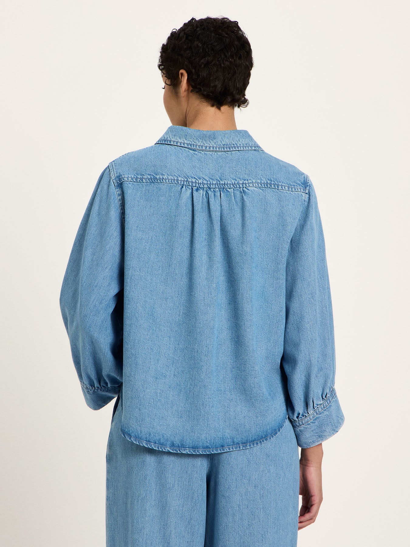 Skjorte, Mid Blue Denim, Lanius