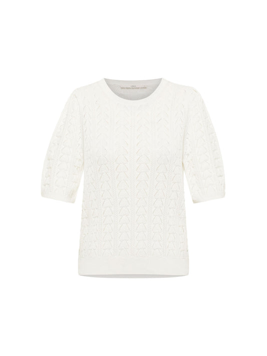 Kortærmet Strik Tee, Off White, Lanius